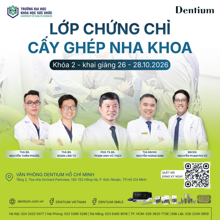 THÔNG BÁO TUYỂN SINH LỚP CHỨNG CHỈ CẤY GHÉP NHA KHOA KHÓA 02 TẠI HỒ CHÍ MINH